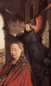 The coronation of the Virgin taking place within the painting